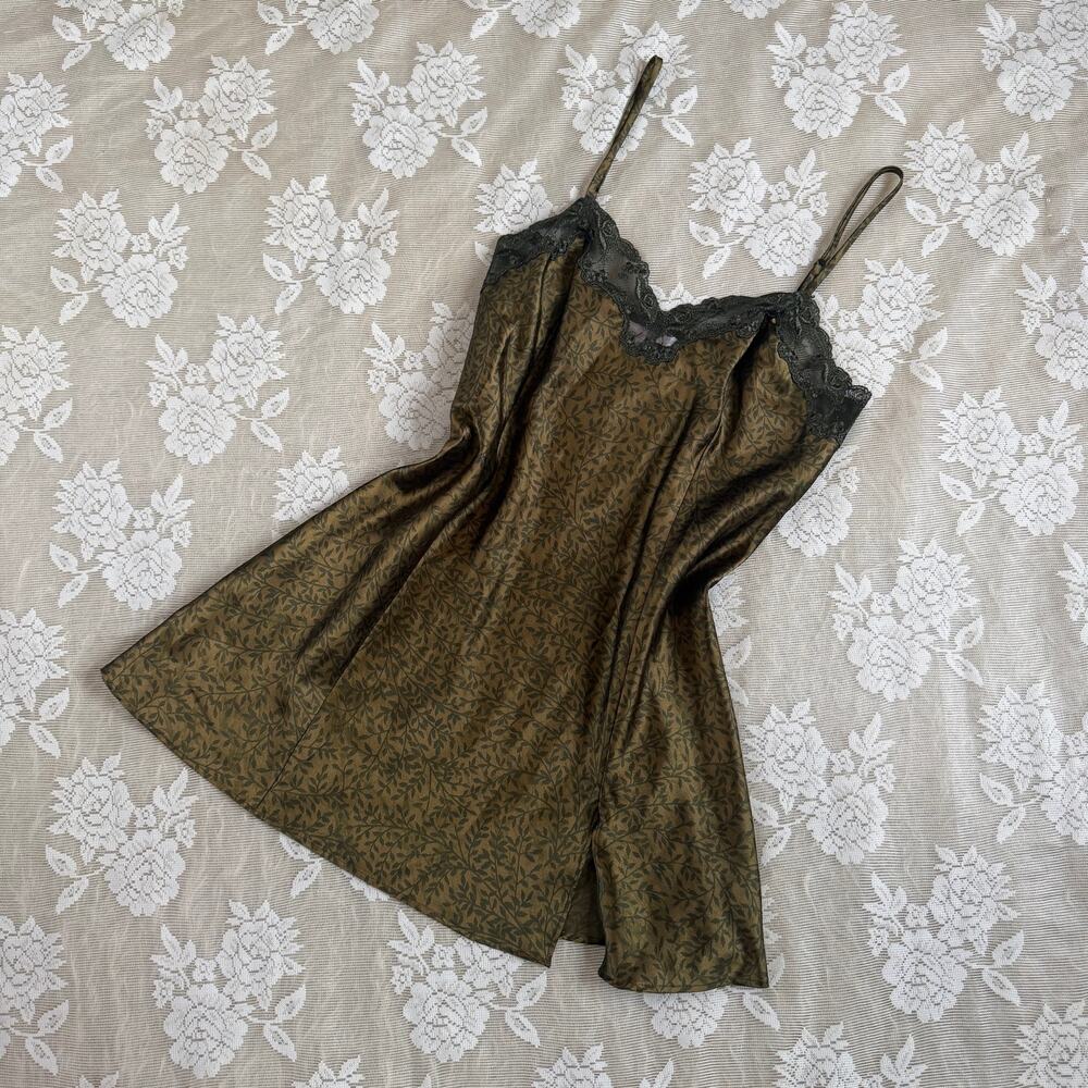 Vintage Victoria’s Secret Satin Floral Lace Slip Dress Size S